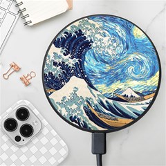 The Great Wave Of Kanagawa Painting Wireless Fast Charger(black) by Perong