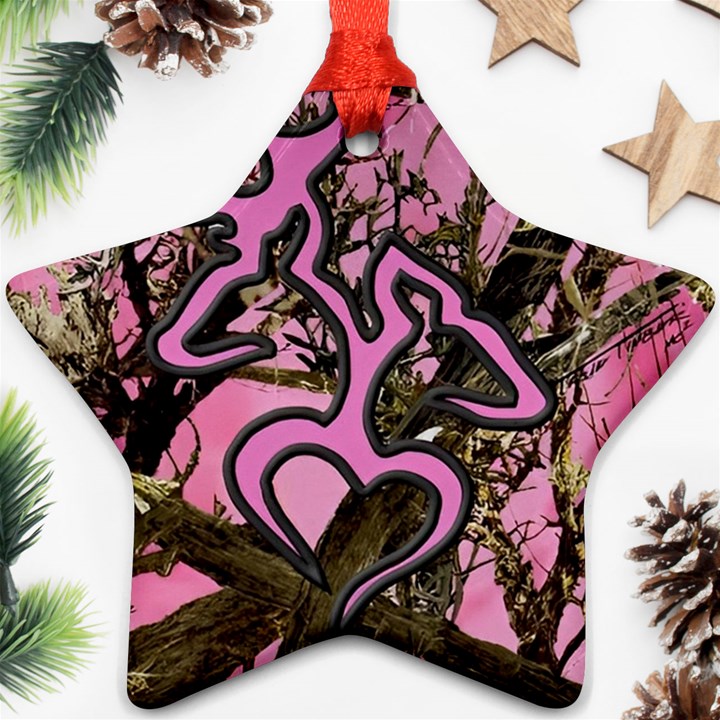 Pink Browning Deer Glitter Camo Ornament (Star)