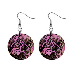 Pink Browning Deer Glitter Camo Mini Button Earrings by Perong