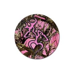 Pink Browning Deer Glitter Camo Magnet 3  (Round)