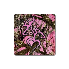 Pink Browning Deer Glitter Camo Square Magnet