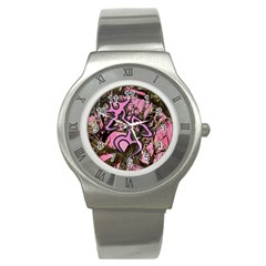 Pink Browning Deer Glitter Camo Stainless Steel Watch