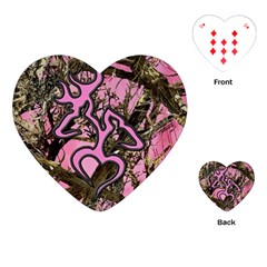 Pink Browning Deer Glitter Camo Playing Cards Single Design (heart)