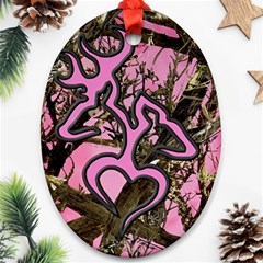 Pink Browning Deer Glitter Camo Oval Ornament (two Sides)