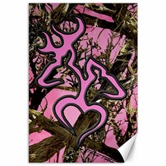 Pink Browning Deer Glitter Camo Canvas 12  X 18  by Perong