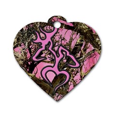 Pink Browning Deer Glitter Camo Dog Tag Heart (one Side) by Perong