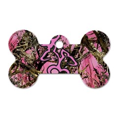 Pink Browning Deer Glitter Camo Dog Tag Bone (Two Sides)