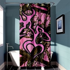 Pink Browning Deer Glitter Camo Shower Curtain 36  X 72  (stall)  by Perong