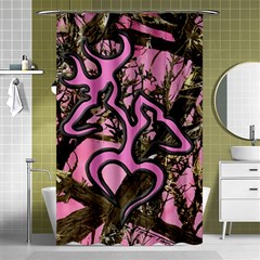 Pink Browning Deer Glitter Camo Shower Curtain 48  x 72  (Small) 