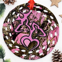 Pink Browning Deer Glitter Camo Ornament (round Filigree)