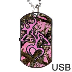 Pink Browning Deer Glitter Camo Dog Tag USB Flash (One Side)