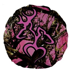 Pink Browning Deer Glitter Camo Large 18  Premium Round Cushions