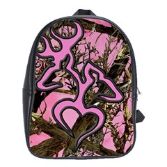 Pink Browning Deer Glitter Camo School Bag (XL)