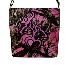 Pink Browning Deer Glitter Camo Flap Closure Messenger Bag (L)