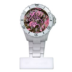 Pink Browning Deer Glitter Camo Plastic Nurses Watch by Perong