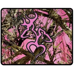 Pink Browning Deer Glitter Camo Two Sides Fleece Blanket (Medium)