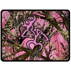 Pink Browning Deer Glitter Camo Two Sides Fleece Blanket (Large)