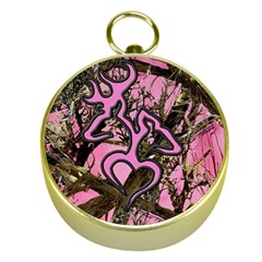 Pink Browning Deer Glitter Camo Gold Compasses