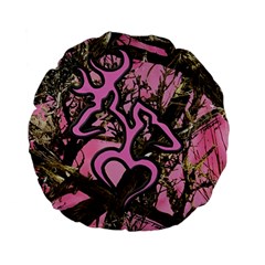 Pink Browning Deer Glitter Camo Standard 15  Premium Flano Round Cushions