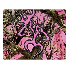 Pink Browning Deer Glitter Camo Two Sides Premium Plush Fleece Blanket (Large)