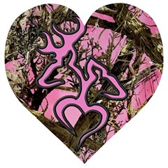 Pink Browning Deer Glitter Camo Wooden Puzzle Heart by Perong