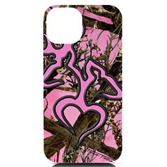 Pink Browning Deer Glitter Camo Iphone 14 Black Uv Print Case by Perong