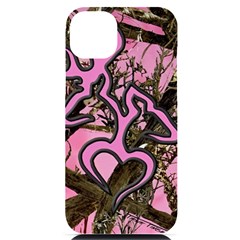 Pink Browning Deer Glitter Camo Iphone 14 Plus Black Uv Print Case by Perong