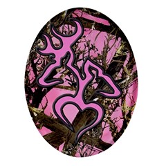 Pink Browning Deer Glitter Camo Oval Glass Fridge Magnet (4 pack)