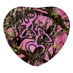 Pink Browning Deer Glitter Camo Heart Glass Fridge Magnet (4 pack)