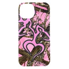 Pink Browning Deer Glitter Camo Iphone 15 Plus Black Uv Print Pc Hardshell Case by Perong