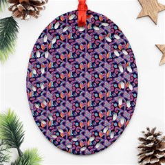 Trippy Cool Pattern Oval Filigree Ornament (two Sides)