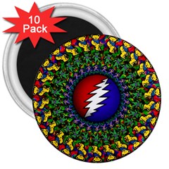 Grateful Dead Bear Pattern 3  Magnets (10 Pack) 