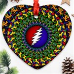 Grateful Dead Bear Pattern Heart Ornament (Two Sides) Front