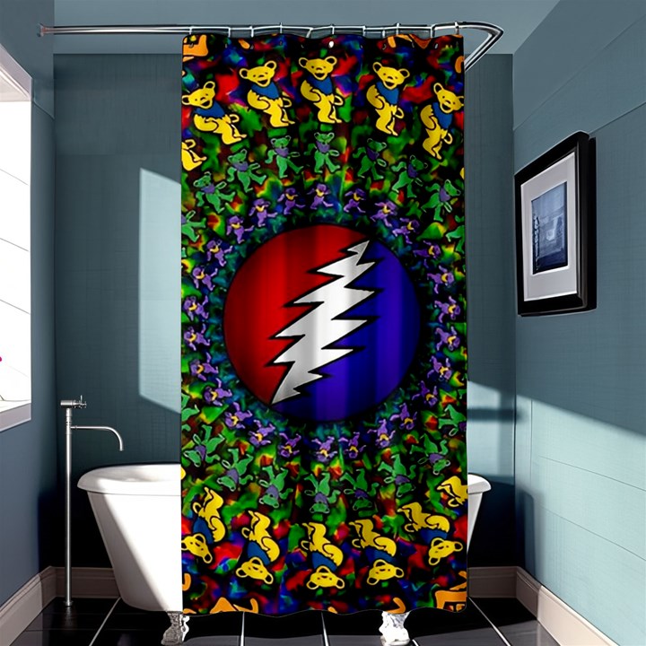 Grateful Dead Bear Pattern Shower Curtain 36  x 72  (Stall) 