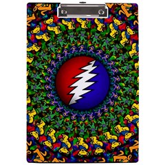 Grateful Dead Bear Pattern A4 Acrylic Clipboard by Maspions