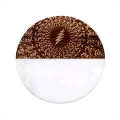 Grateful Dead Bear Pattern Classic Marble Wood Coaster (round)  by Maspions