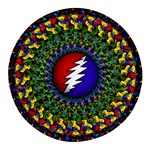 Grateful Dead Bear Pattern Round Glass Fridge Magnet (4 pack) Front