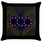 Line Square Pattern Violet Blue Yellow Design Throw Pillow Case (Black) Front