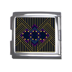 Line Square Pattern Violet Blue Yellow Design Mega Link Italian Charm (18mm)