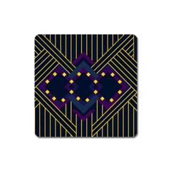 Line Square Pattern Violet Blue Yellow Design Square Magnet by Ravend