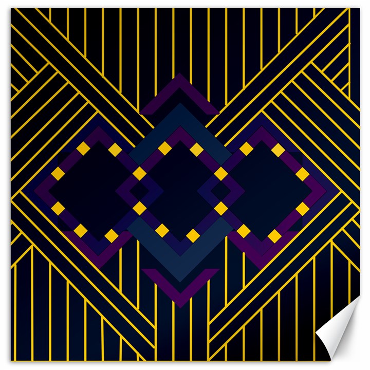 Line Square Pattern Violet Blue Yellow Design Canvas 16  x 16 