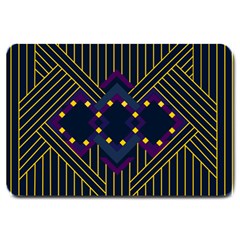 Line Square Pattern Violet Blue Yellow Design Large Doormat by Ravend