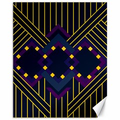 Line Square Pattern Violet Blue Yellow Design Canvas 11  X 14  by Ravend