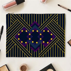 Line Square Pattern Violet Blue Yellow Design Cosmetic Bag (xl) by Ravend