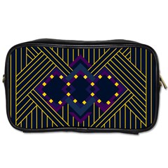 Line Square Pattern Violet Blue Yellow Design Toiletries Bag (two Sides) by Ravend