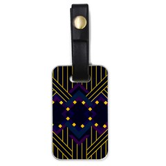 Line Square Pattern Violet Blue Yellow Design Luggage Tag (one Side) by Ravend