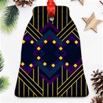 Line Square Pattern Violet Blue Yellow Design Ornament (Bell) Front