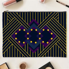 Line Square Pattern Violet Blue Yellow Design Cosmetic Bag (xxxl) by Ravend