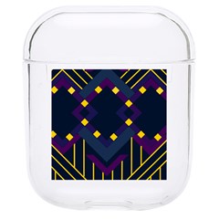 Line Square Pattern Violet Blue Yellow Design Hard Pc Airpods 1/2 Case by Ravend