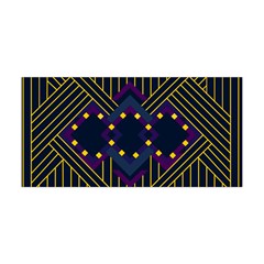 Line Square Pattern Violet Blue Yellow Design Yoga Headband by Ravend